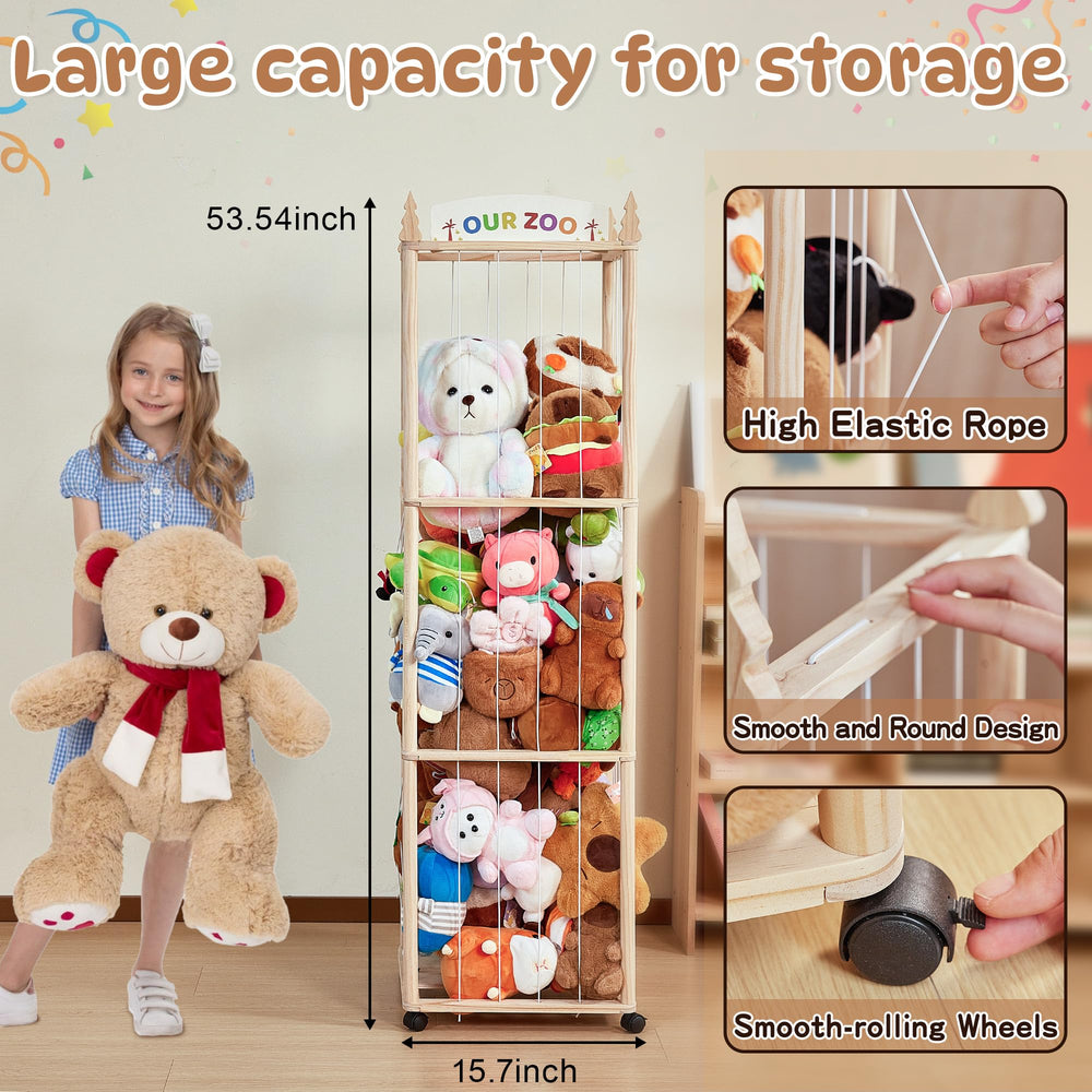 Unlumm stuffed animal storage organizer pine wood provides durable toy storage