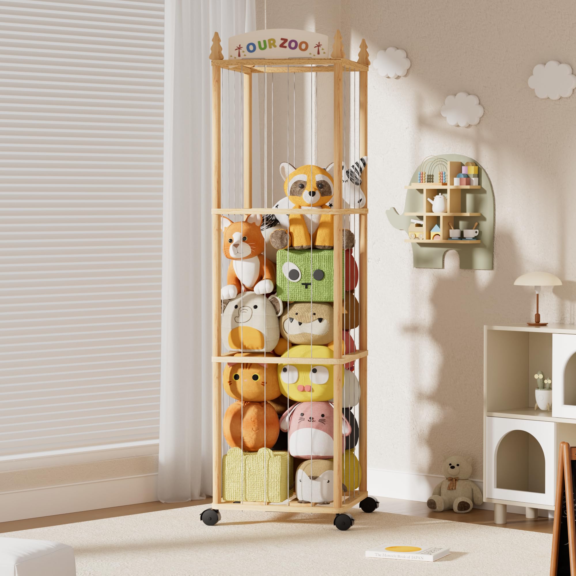 Unlumm stuffed animal storage organizer fits toddler rooms and small spaces