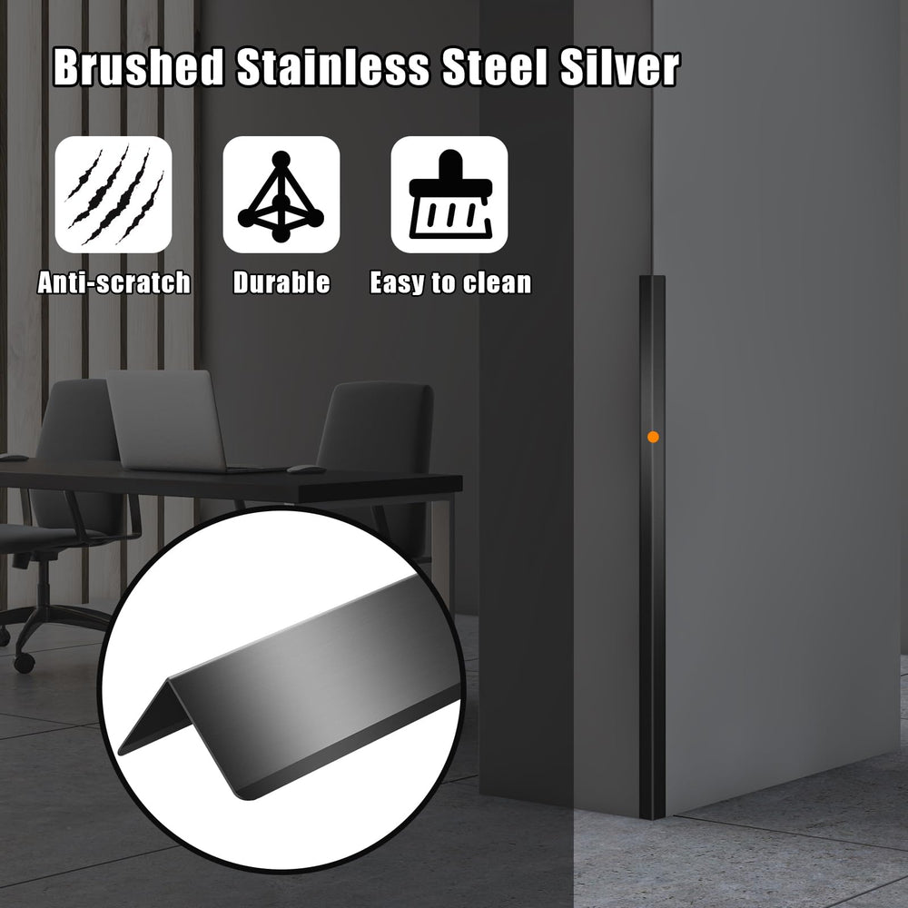 UNNAK black stainless steel corner guard 90-degree angle design for robust corner protection.