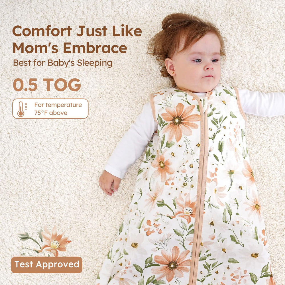 Unnivoll 0.5 TOG wearable blanket suitable for nursery temperatures around 75°F or warmer.