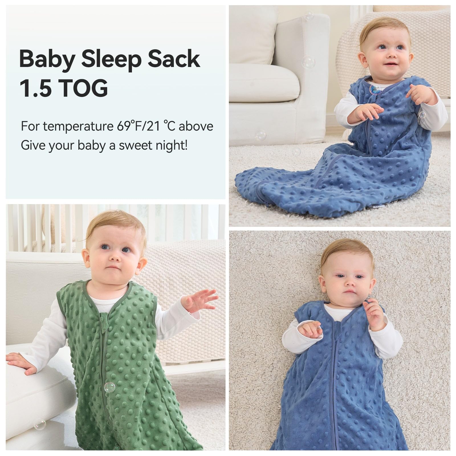 Unnivoll 1.5 tog fleece sack for moderate warmth