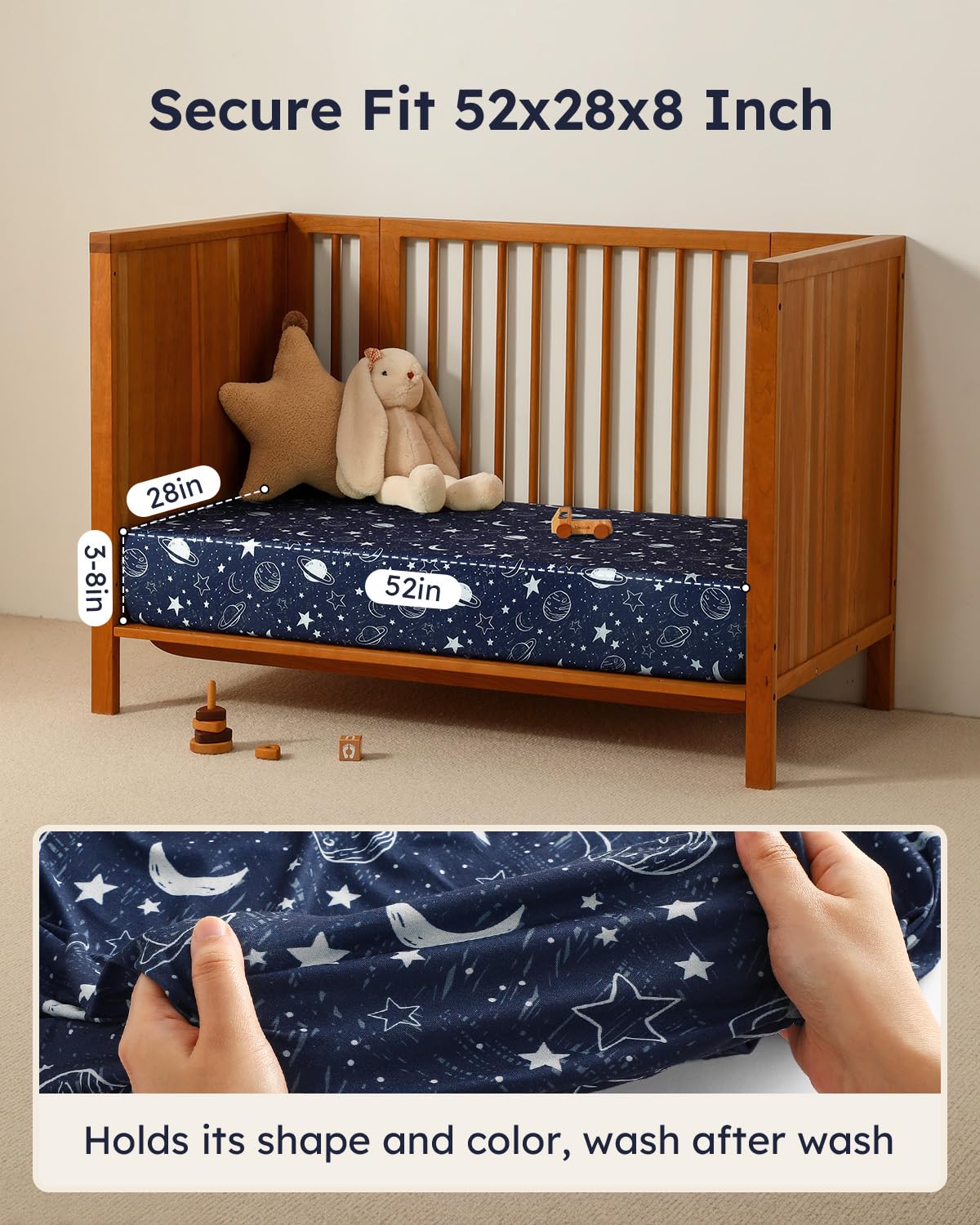 Unnivoll breathable microfiber crib sheets provide gentle touch for baby's skin.