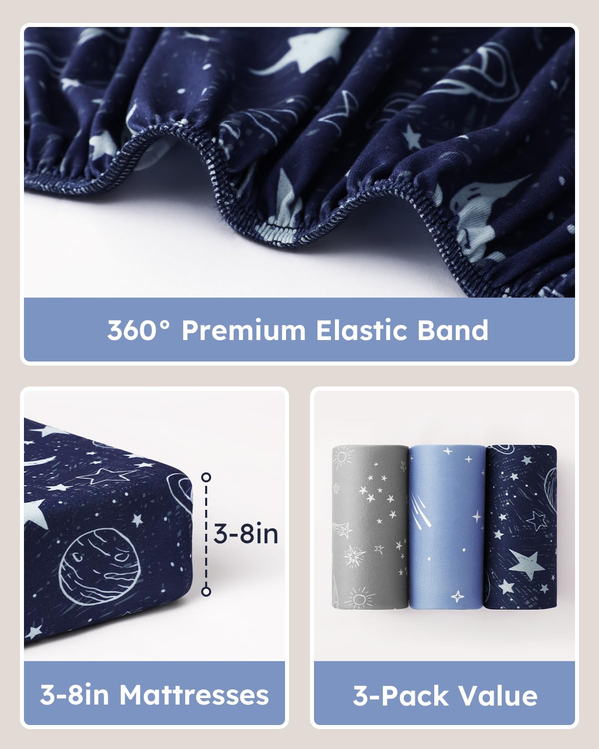 Unnivoll easy-care and durable crib sheets resist shrinking with machine washing.