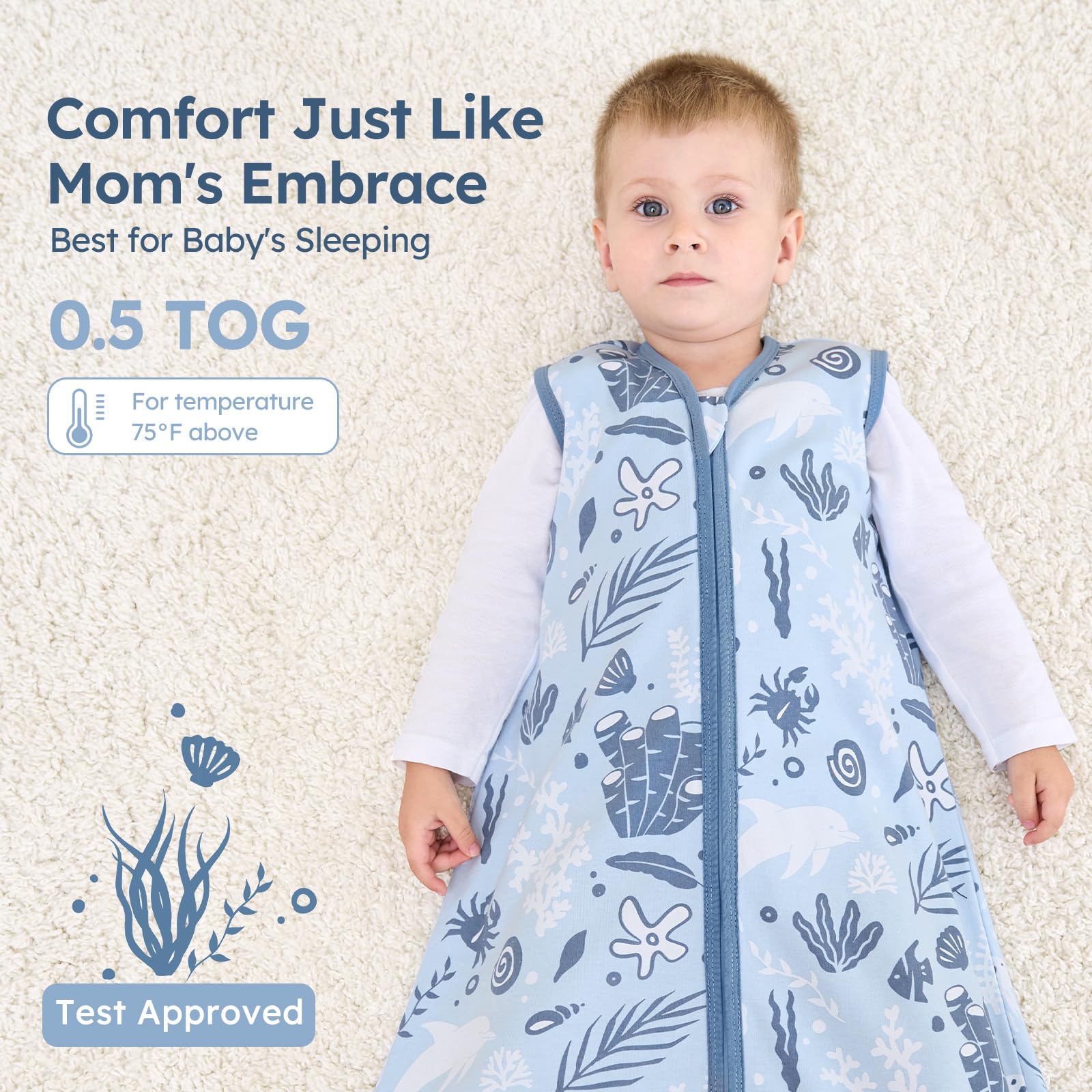 Roomy hip space design by Unnivoll sleep sack supports movement