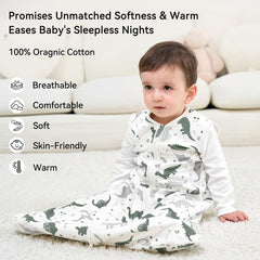Unnivoll sleep sack side view showing roomy hip space for comfortable movement.
