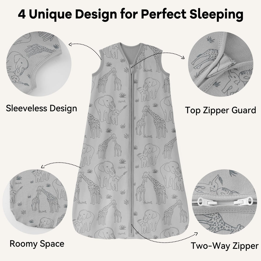 Unnivoll sleep sack 2-way zipper closeup for easy, gentle diaper changes.