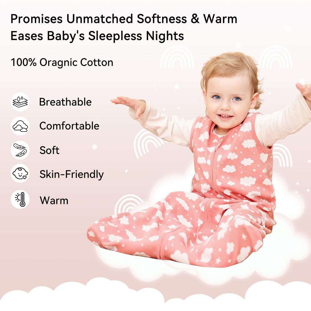Unnivoll sleep sack shows 2-way zipper for easy diaper changes.