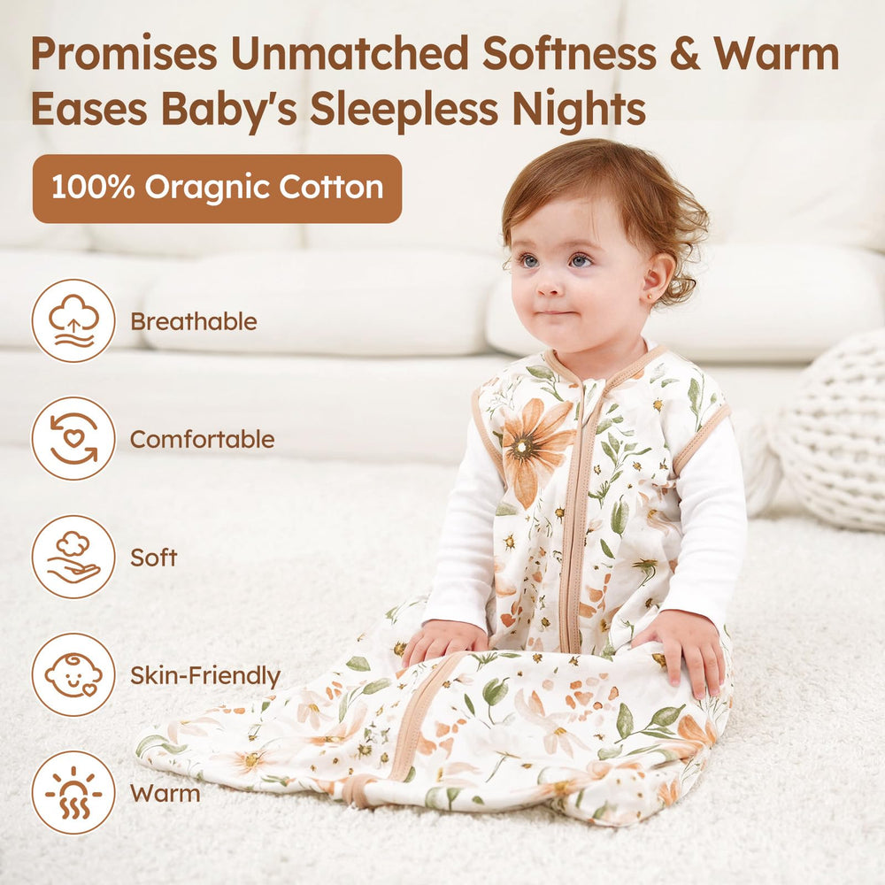 Unnivoll sleep sack showing 2-way zipper enables easy diaper changes during midnight checks.