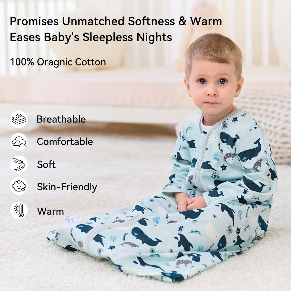Unnivoll sleep sack blue turtle with 2-way zipper for easy night changes