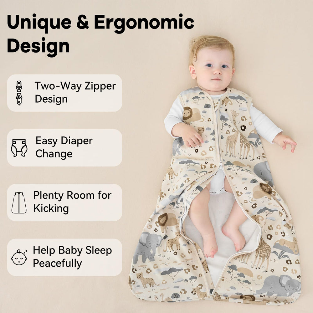 Unnivoll Sleep Sack cotton fabric close-up highlights breathable skin-friendly material