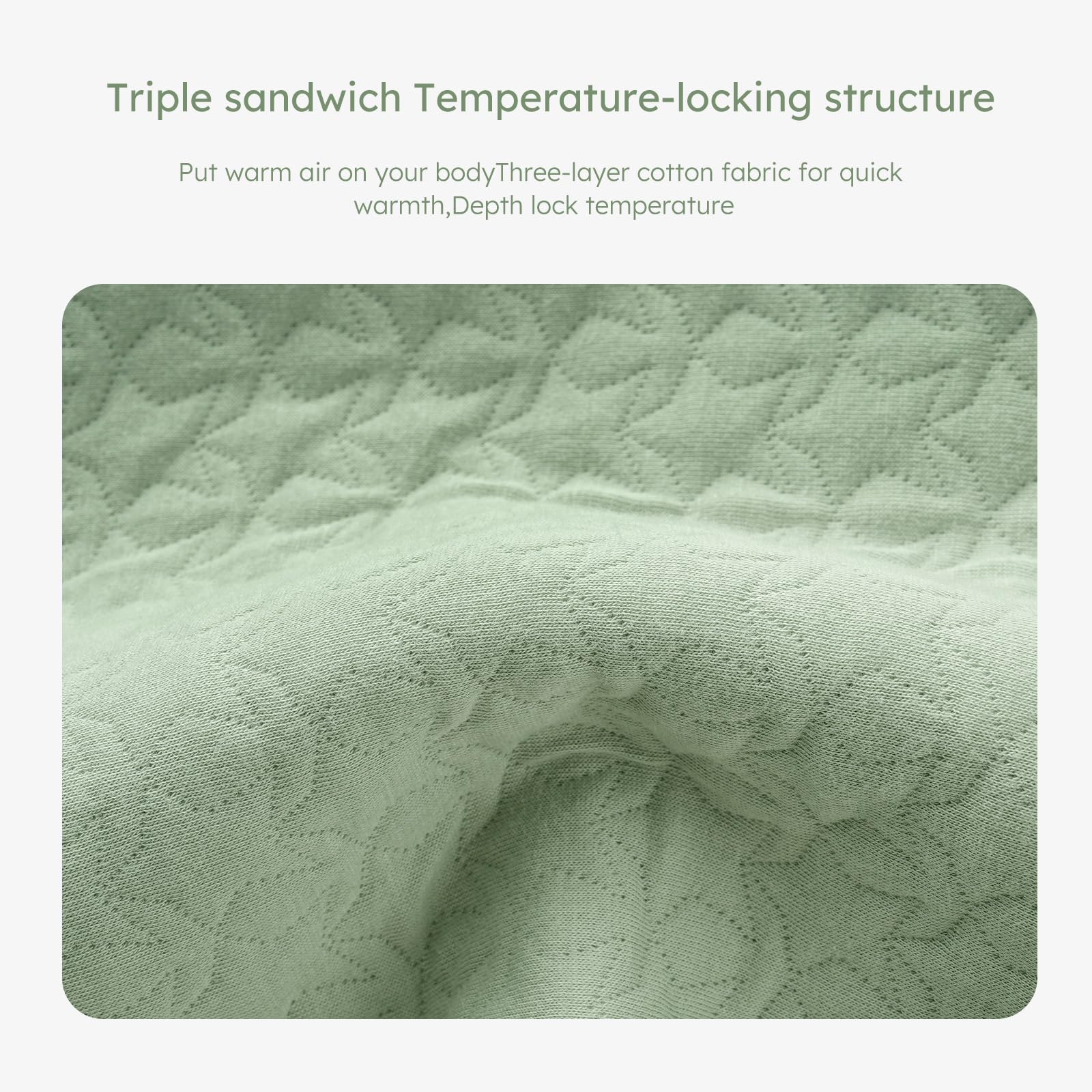 Unnivoll green sleep sack on baby illustrates cozy protection.