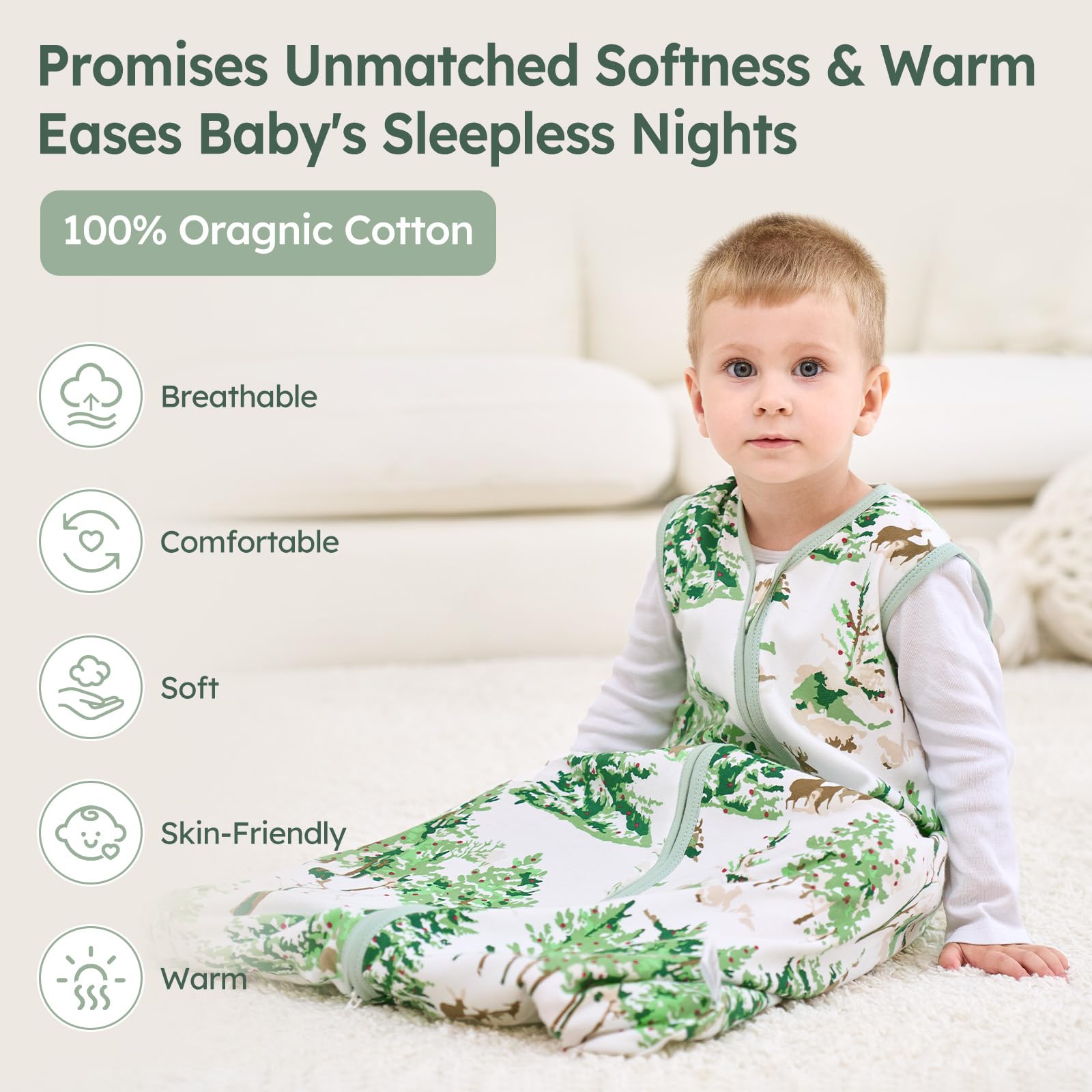 Unnivoll baby sleep sack wearable blanket demonstrates secure warmth for newborns