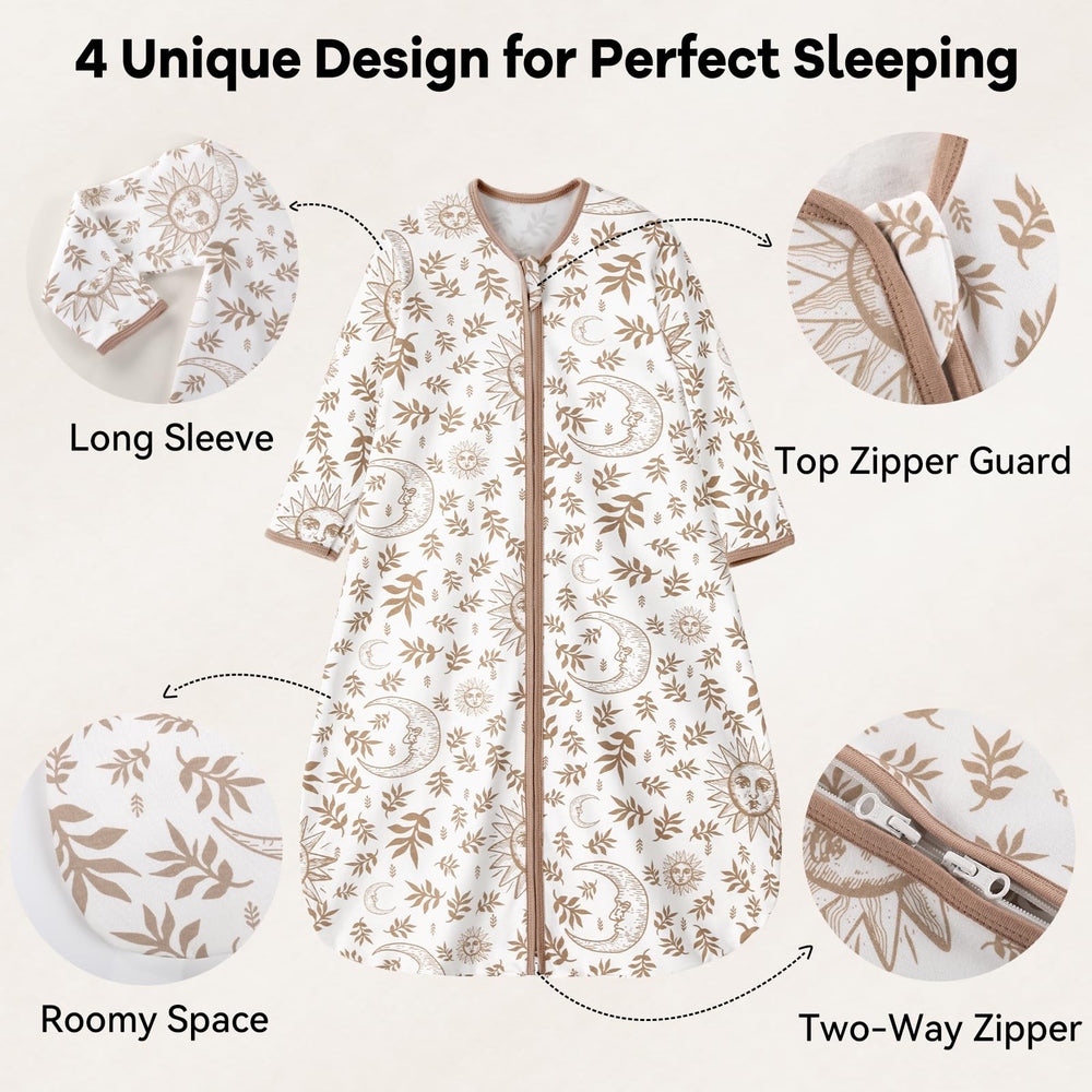 Unnivoll sleep sack with foldable mitten cuffs for self-soothing and scratch protection.