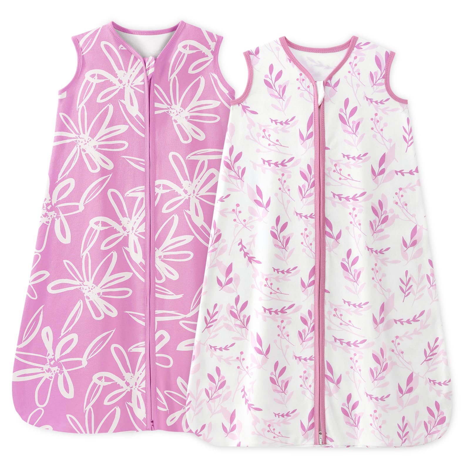 Unnivoll baby sleep sack purple leaf front view for safe sleep