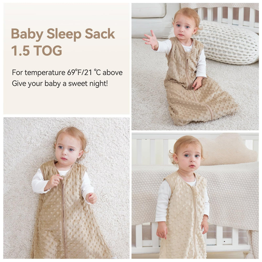 Unnivoll sleep sack size chart view—grows with your baby for lasting comfort.