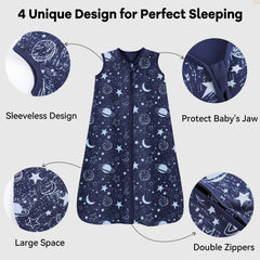 Unnivoll baby sleep sack two-way zip enables easy diaper changes.