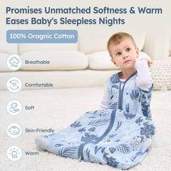 Unnivoll sleep sack zipper detail blue dolphin enables easy diaper changes.