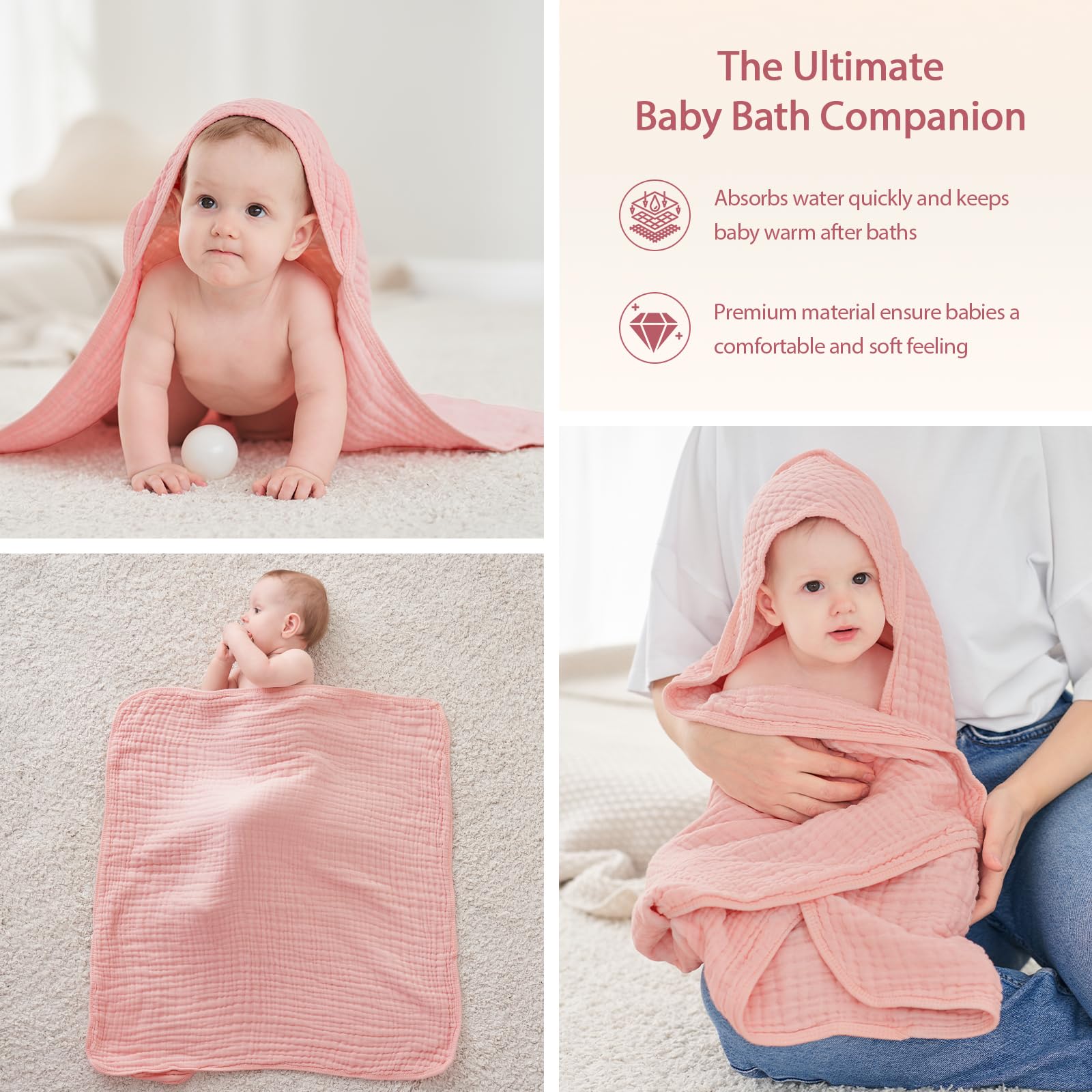 Unnivoll baby towel CPSC-certified safety features reassure parents during bath time