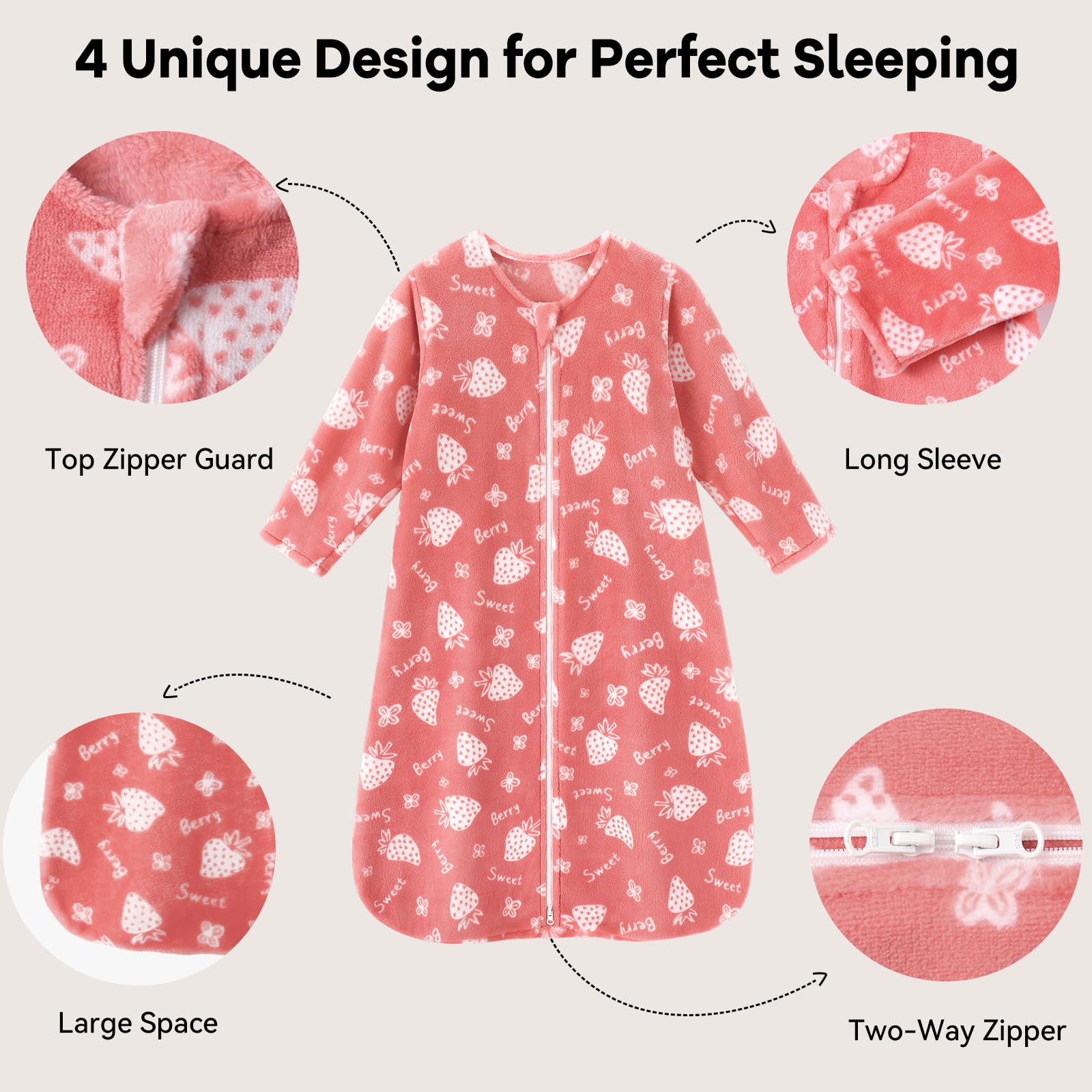 Unnivoll wearable blanket soft fleece interior comforts sensitive baby skin