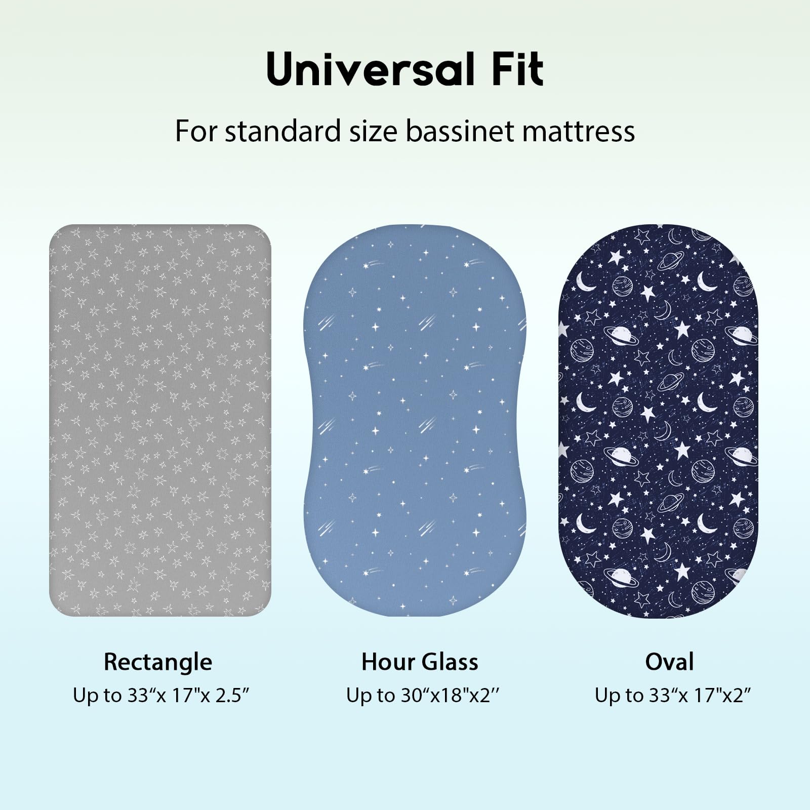 Unnivoll bassinet sheets with 5-inch pocket keep the edge fully covered for a neat fit.