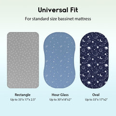 Unnivoll bassinet sheets with 5-inch pocket keep the edge fully covered for a neat fit.