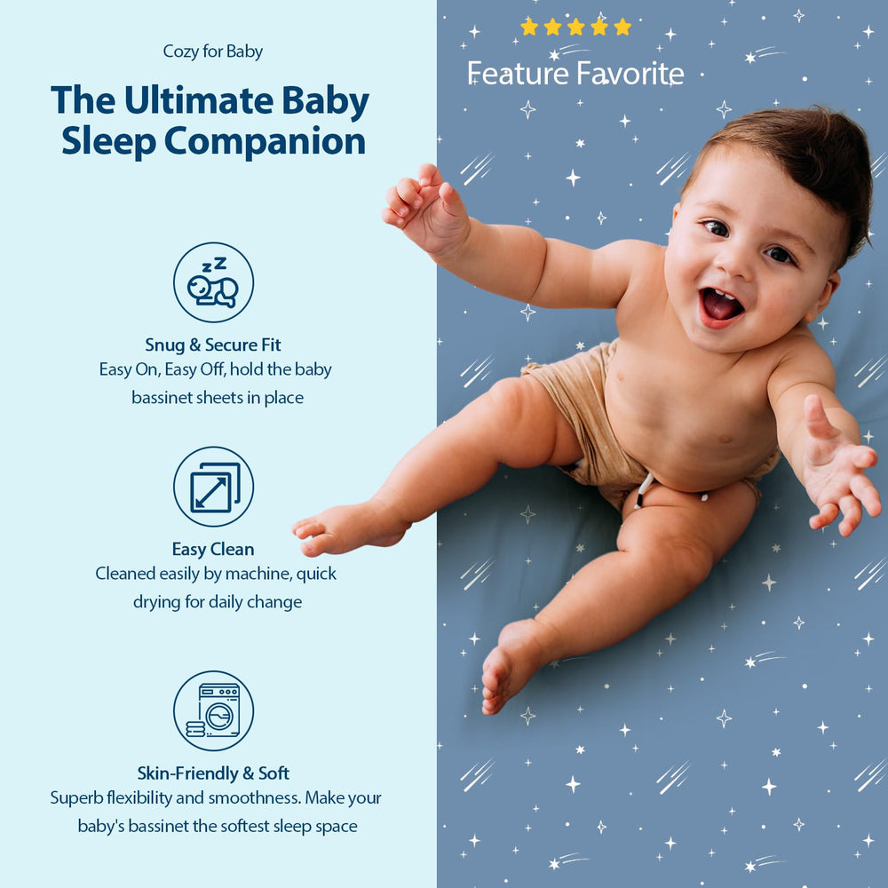 Unnivoll bassinet sheets four-way elastic edge ensures secure stay without slipping.