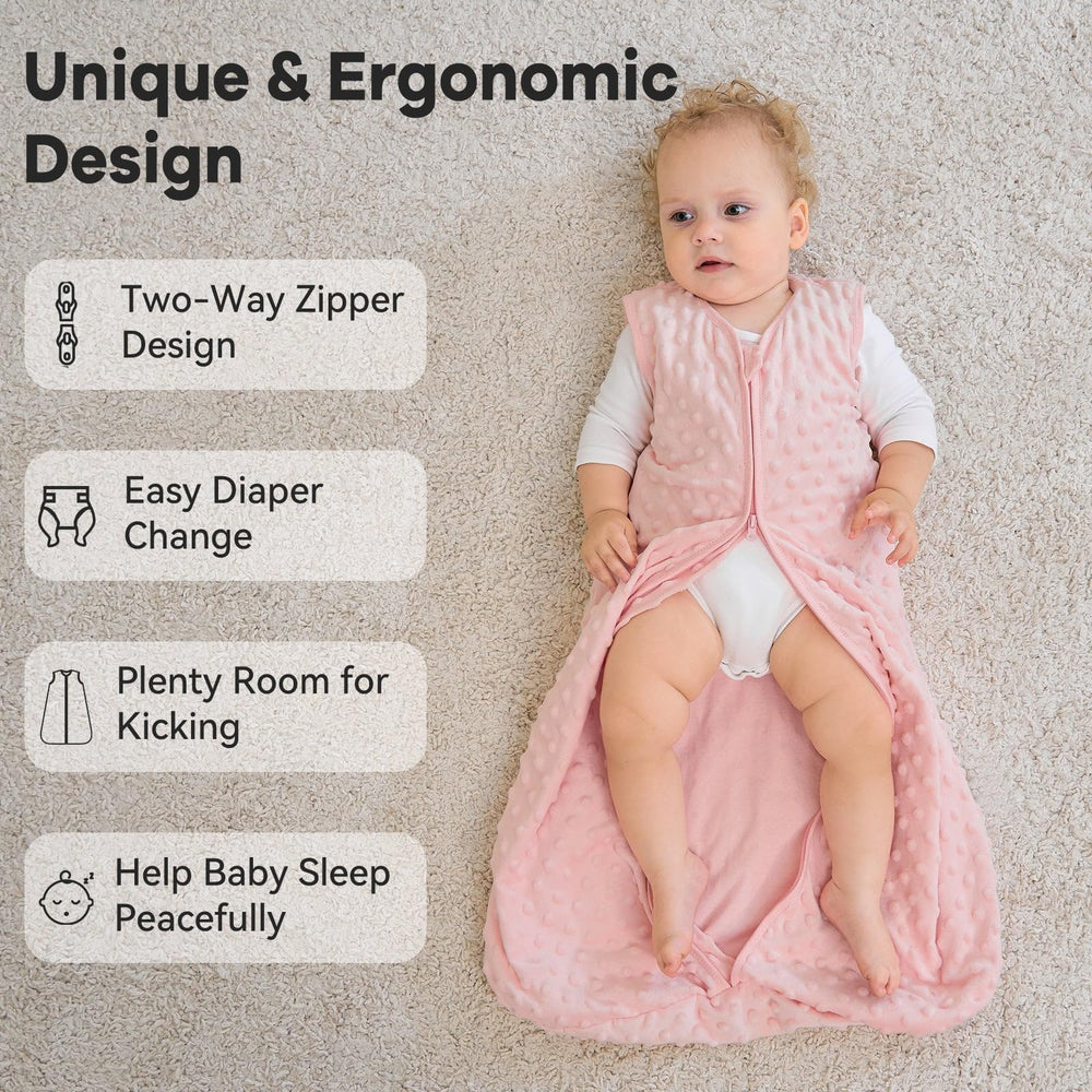 Unnivoll fleece baby sleep sack plush dots close-up for soothing sleep