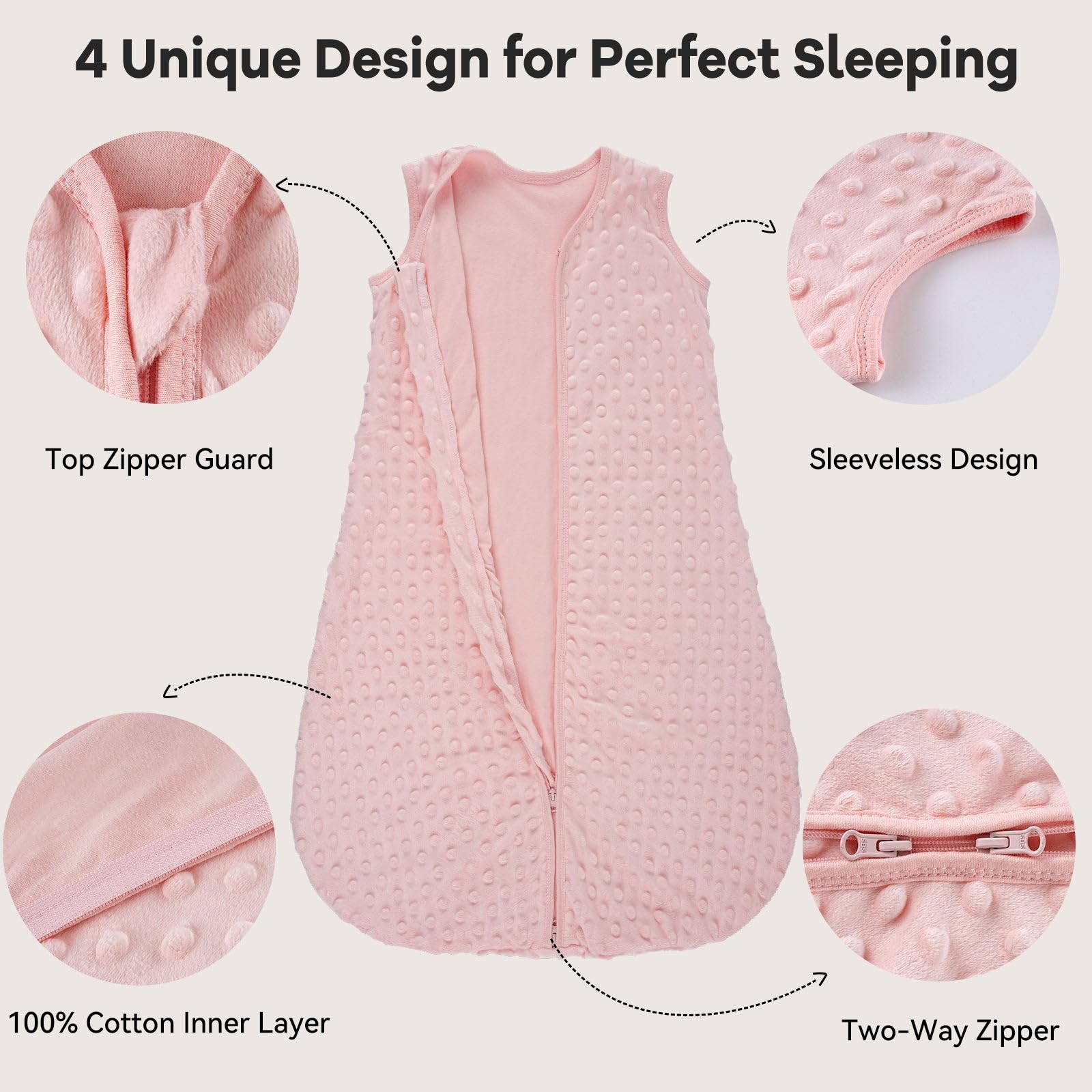 Unnivoll fleece baby sleep sack zipper protector guards chin safety