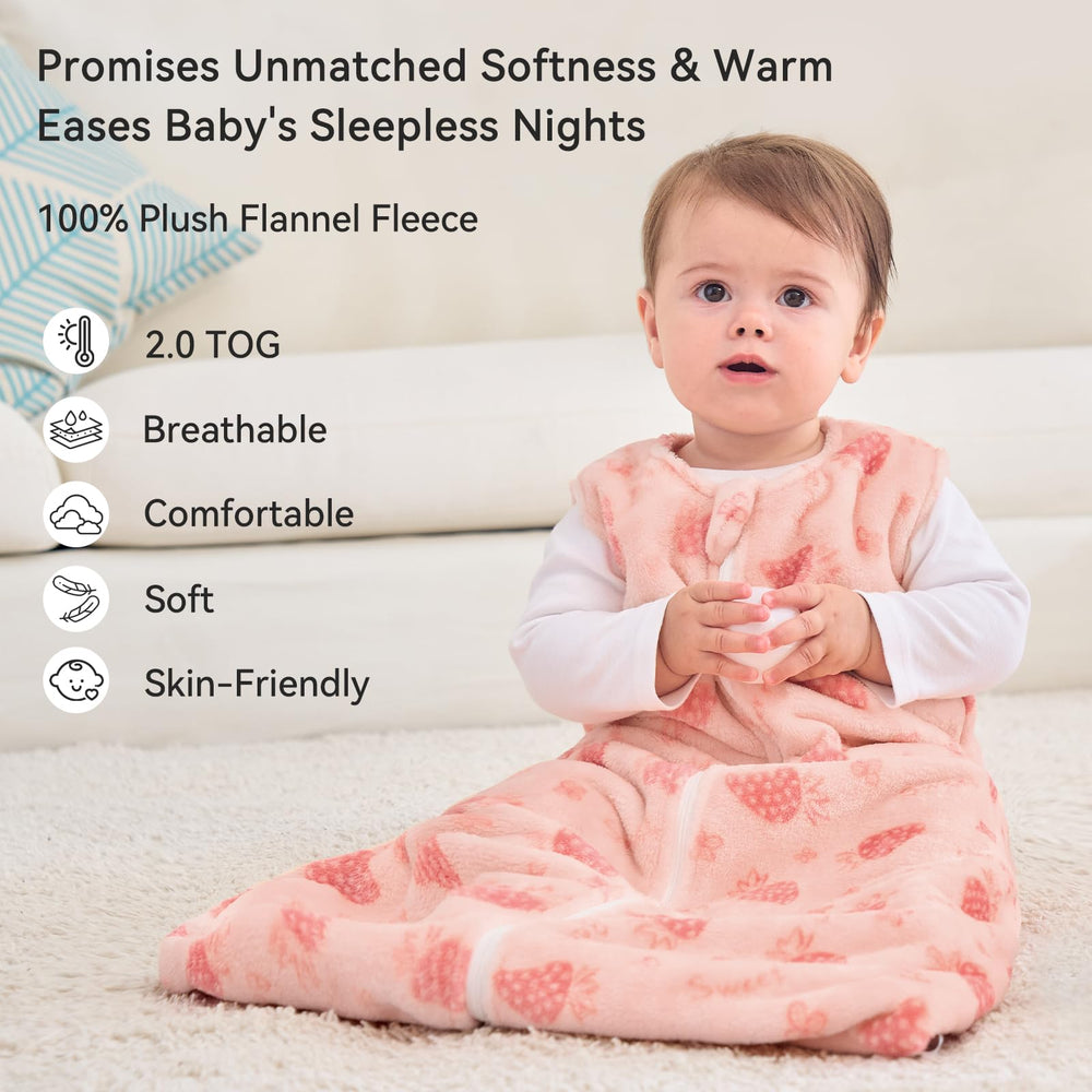 Unnivoll fleece sleep sack two-way zipper enables easy night-time diaper changes.