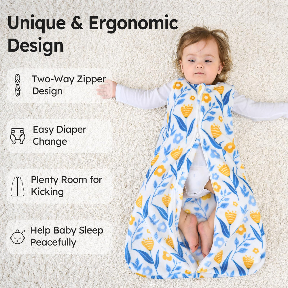 Unnivoll sleep sack roomy fit allows kicking without overheating.