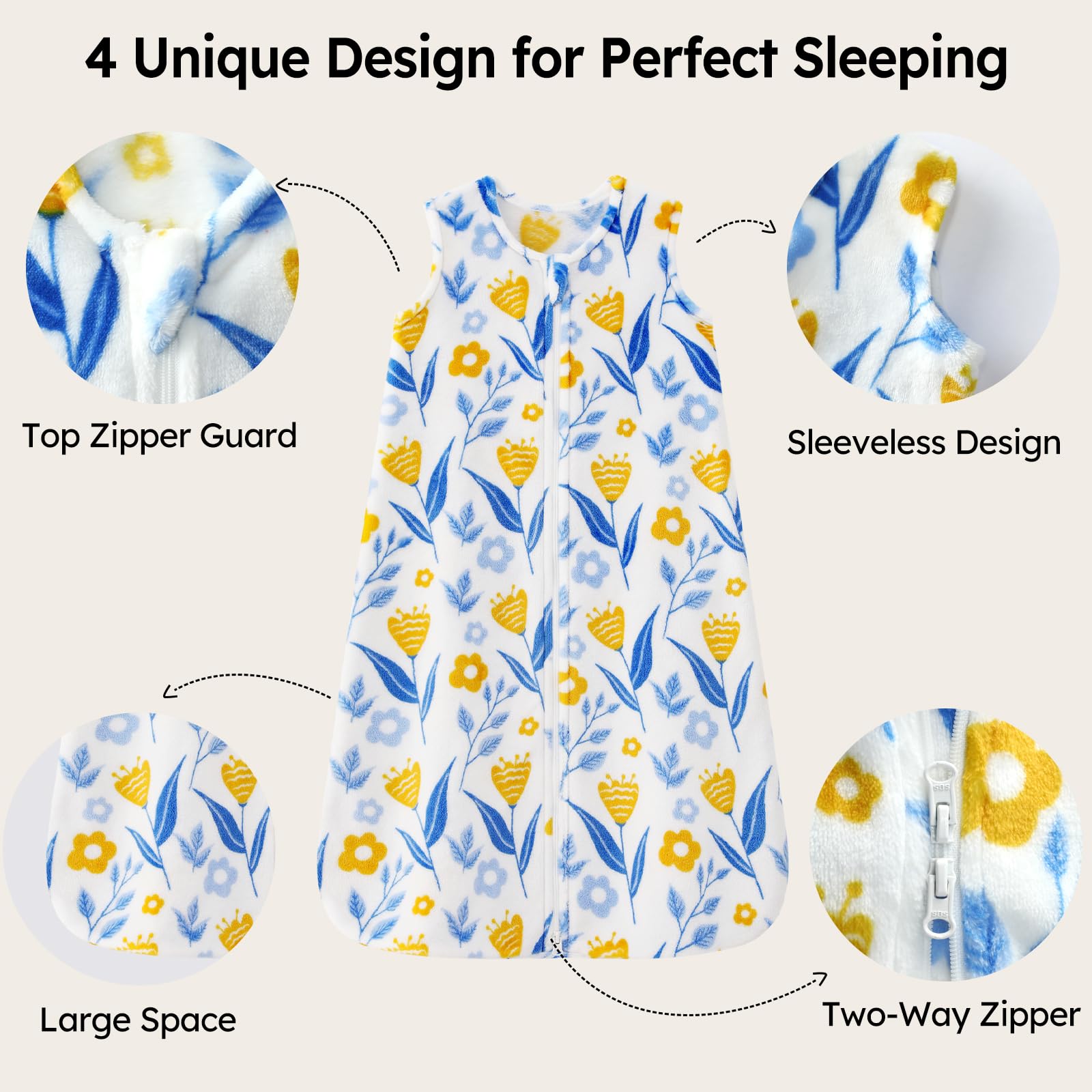 Unnivoll sleep sack with soft interior for gentle skin contact.