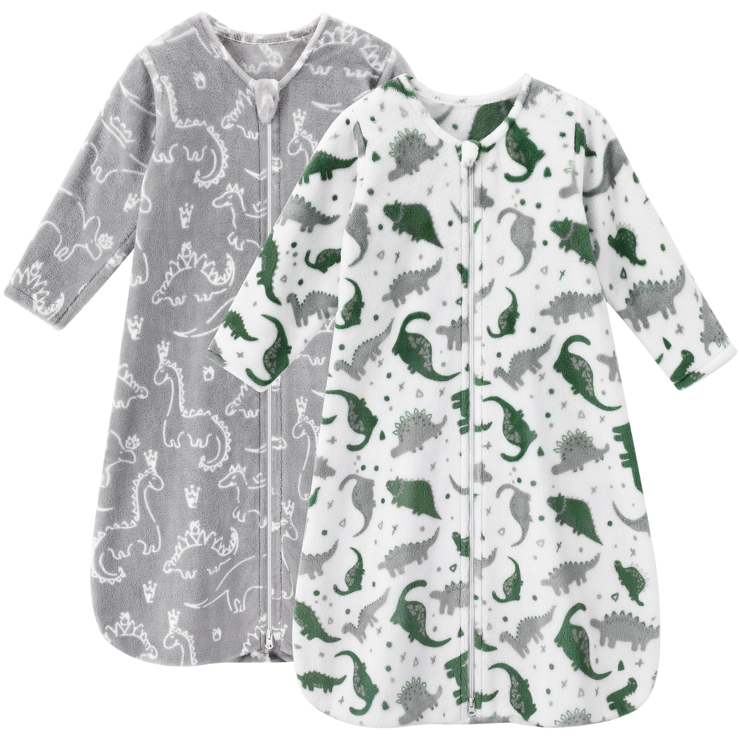 Unnivoll fleece sleep sack with two-way zipper enables easy diaper changes and warmth.