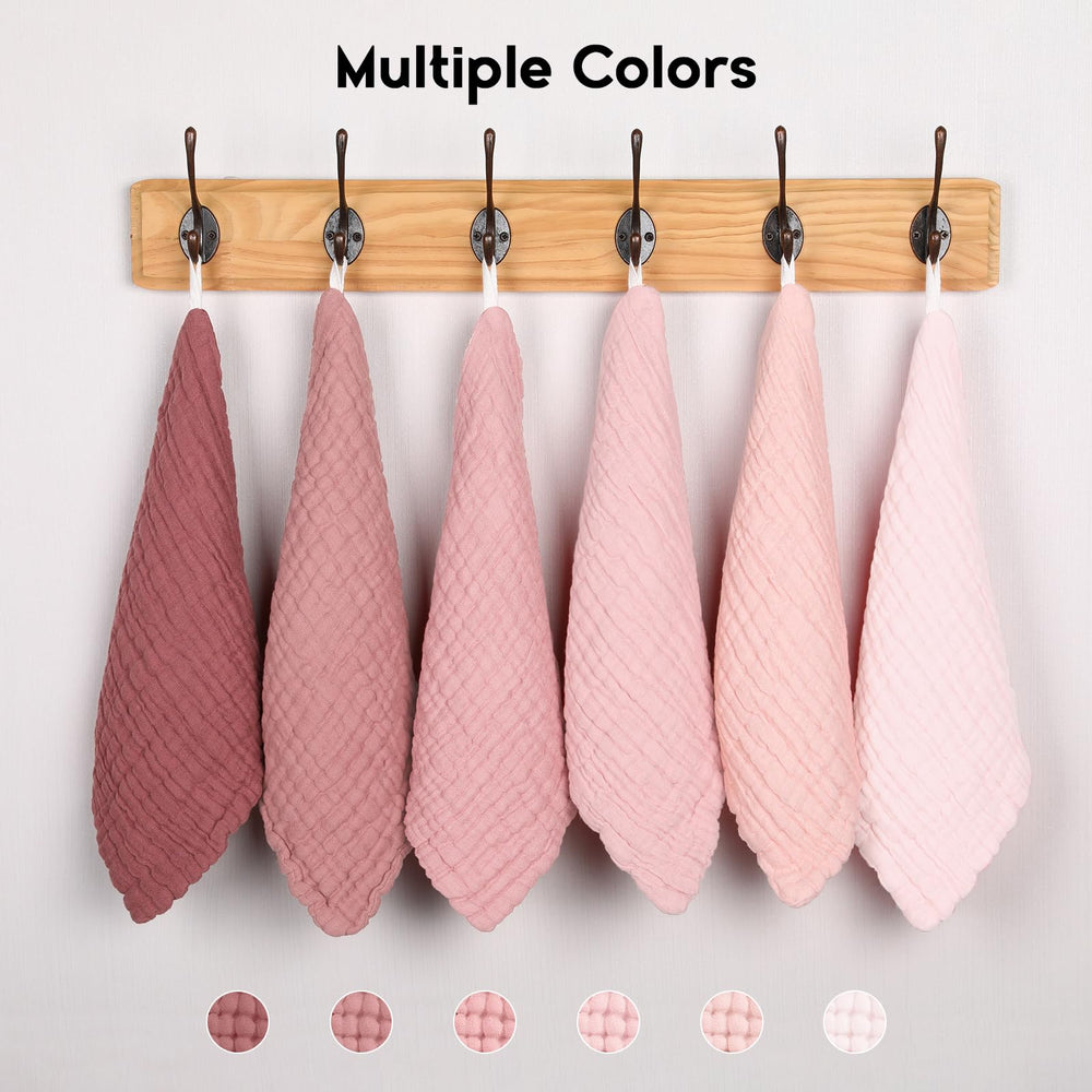 Unnivoll gradient pink washcloths shown with baby bath items