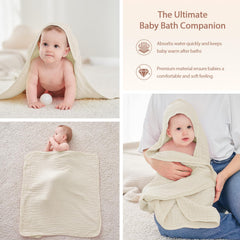 Unnivoll hooded baby towel large 32x32 inches wraps newborn to toddler