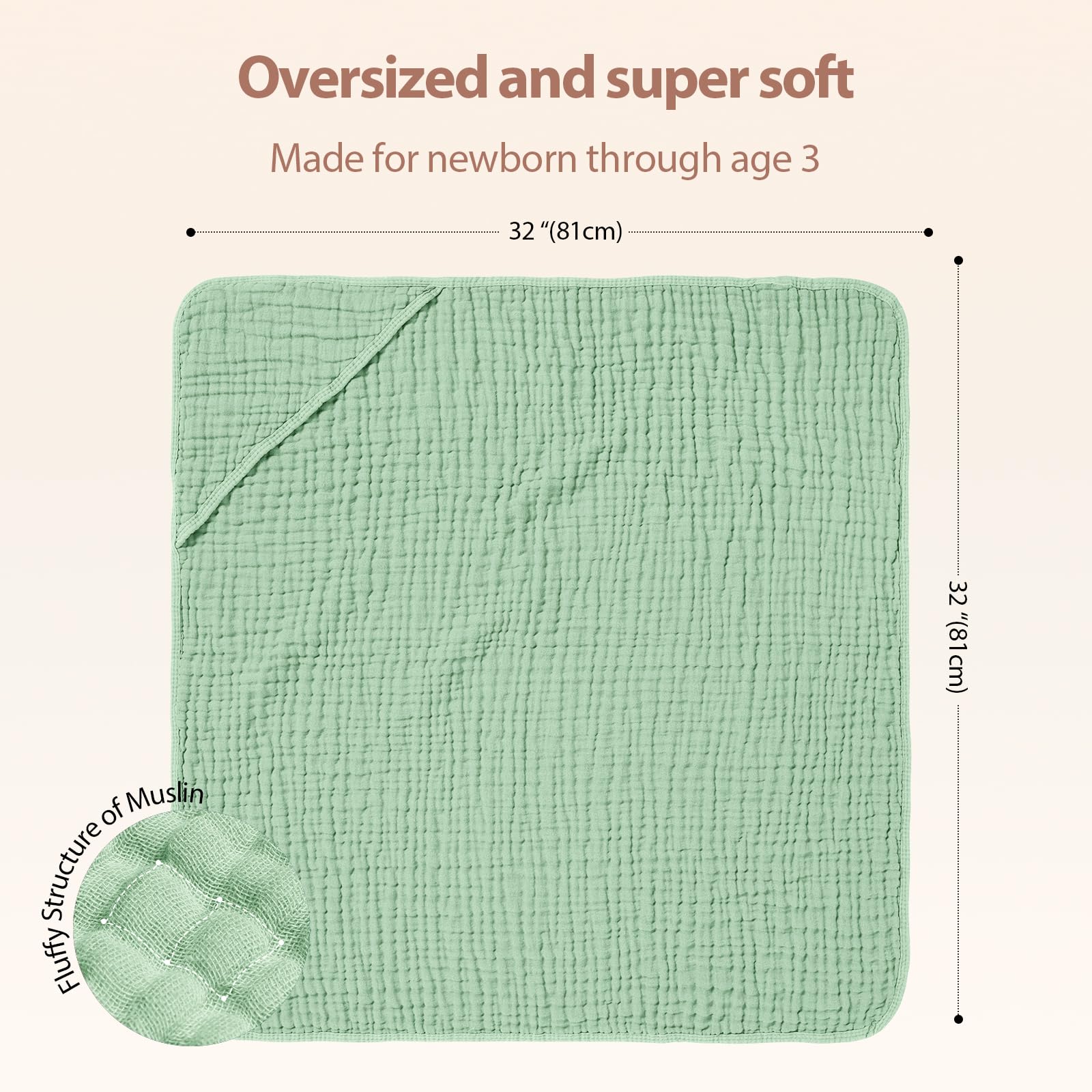 Unnivoll hooded baby towel soft texture highlights breathable fabric