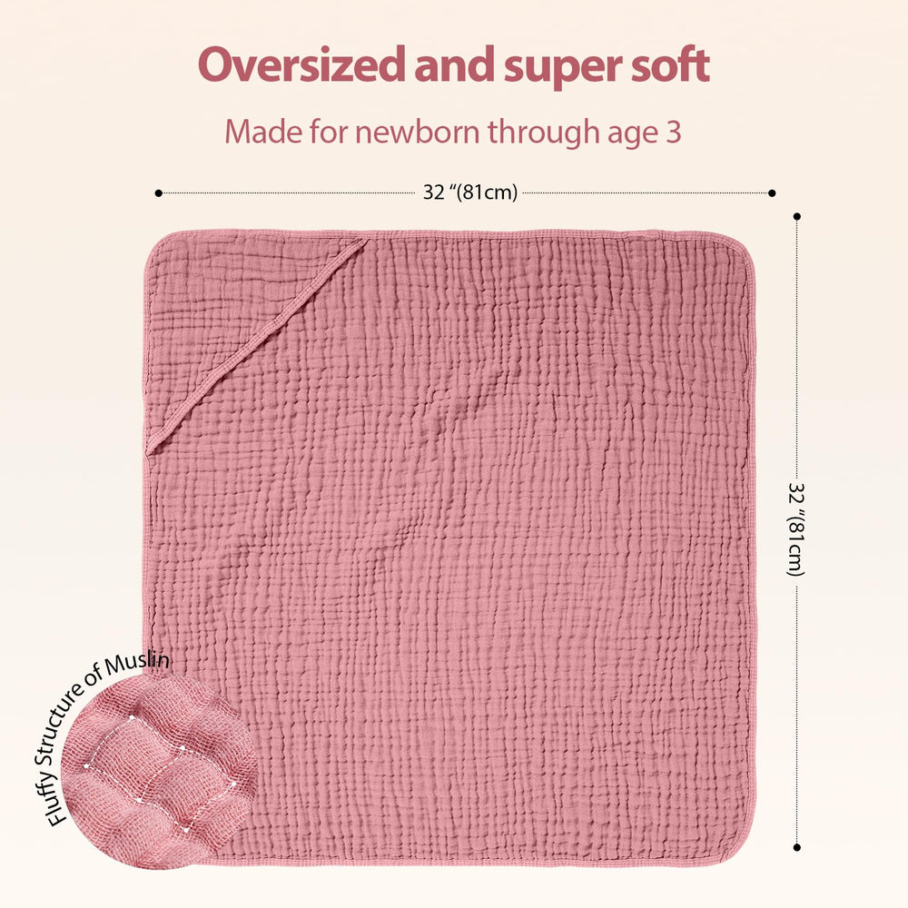 Unnivoll hooded towel 32x32 inches provides generous newborn coverage and cozy wrap