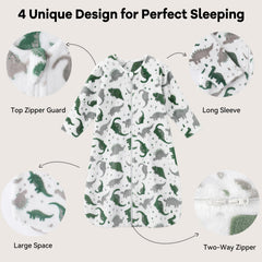 Unnivoll long-sleeve fleece sleep sack prevents chilly arms for comfort.