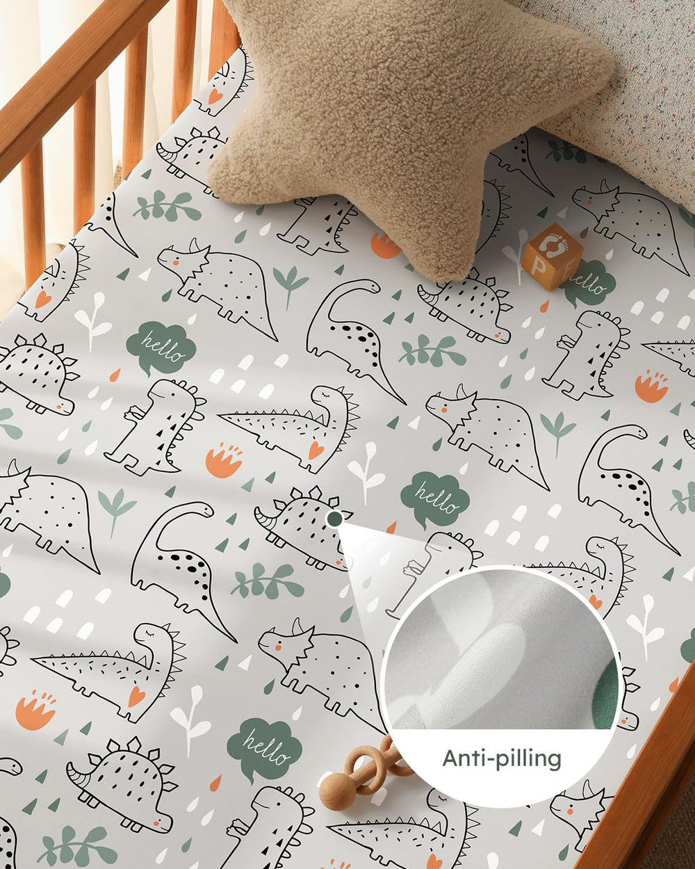 Unnivoll mini-crib sheet soft microfiber closeup, machine washable for easy care