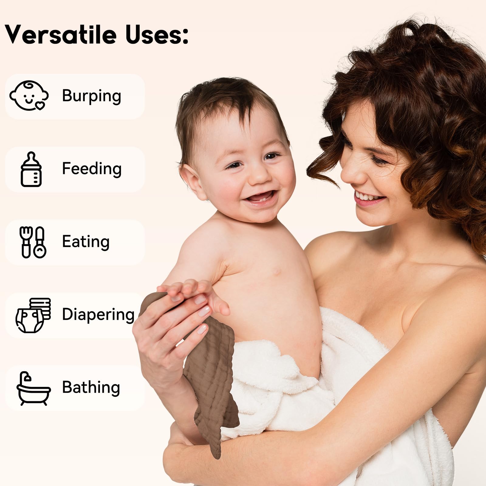 Unnivoll muslin washcloths 6-layer absorbency for spills and baths