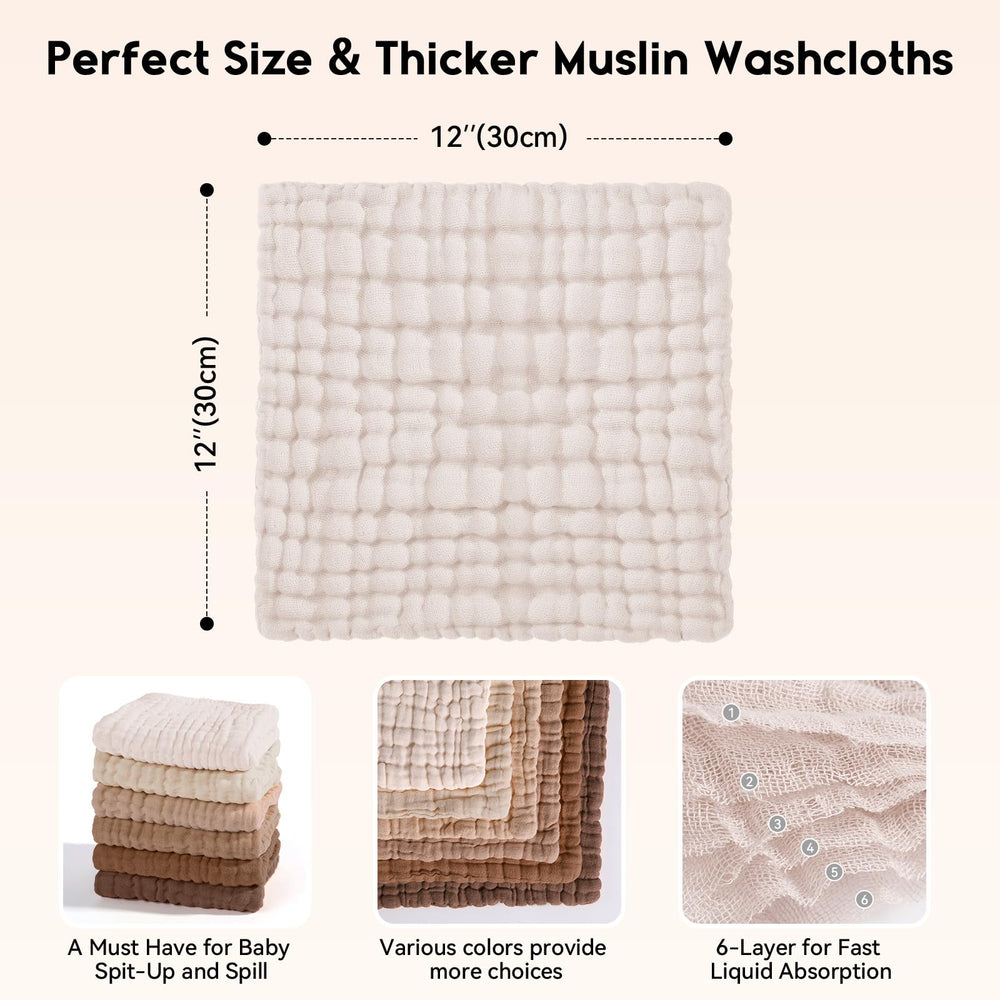 Unnivoll muslin washcloths with lanyard for easy hanging and quick drying