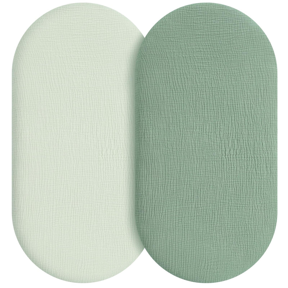 Unnivoll muslin bassinet sheets close-up showing soft breathable cotton for baby comfort.