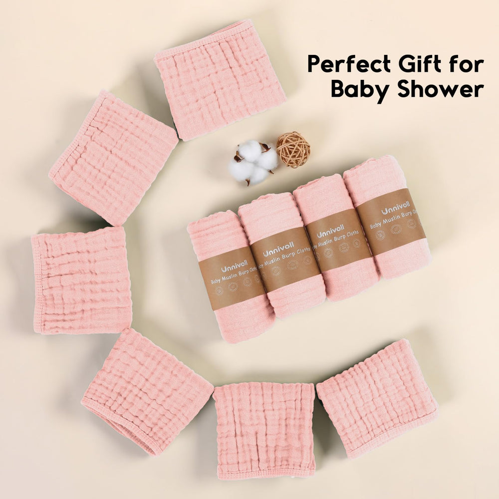Unnivoll flesh-pink burp cloth adds gentle color to everyday baby care.