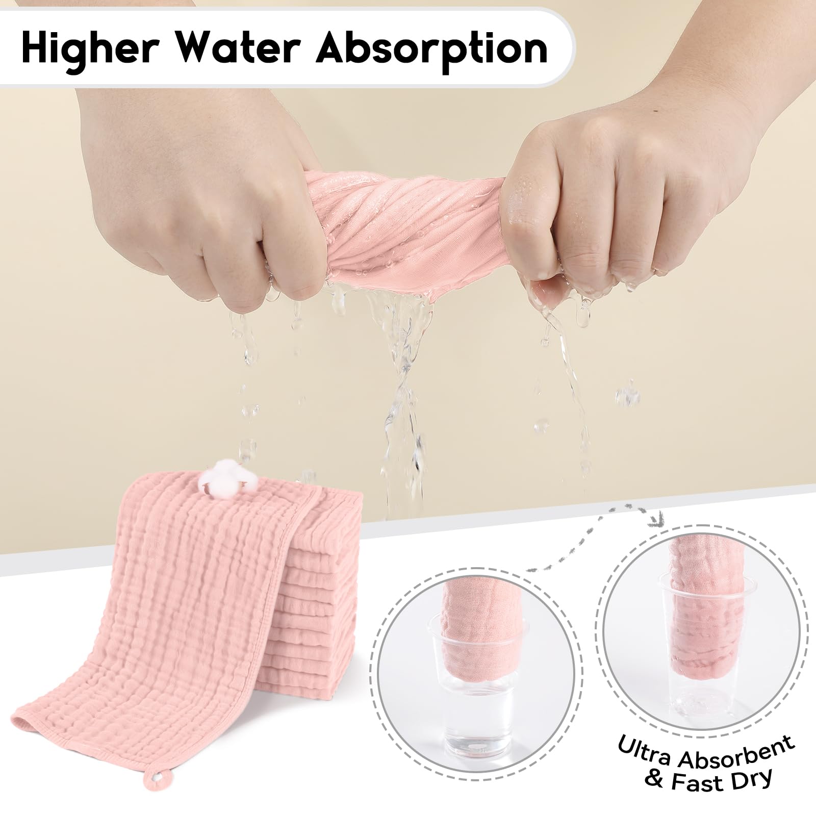 Unnivoll muslin burp cloths with reinforced edges stay sturdy through many washes.