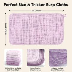 Unnivoll muslin burp cloths absorption closeup highlights six-layer design for messy spills.