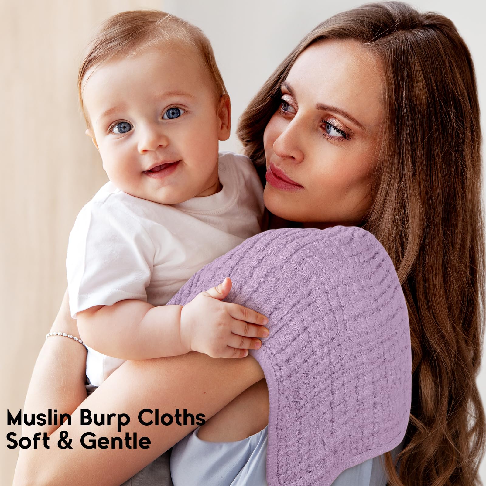Unnivoll muslin burp cloths gradient purple folded display gentle softness ideal for quick baby burp.