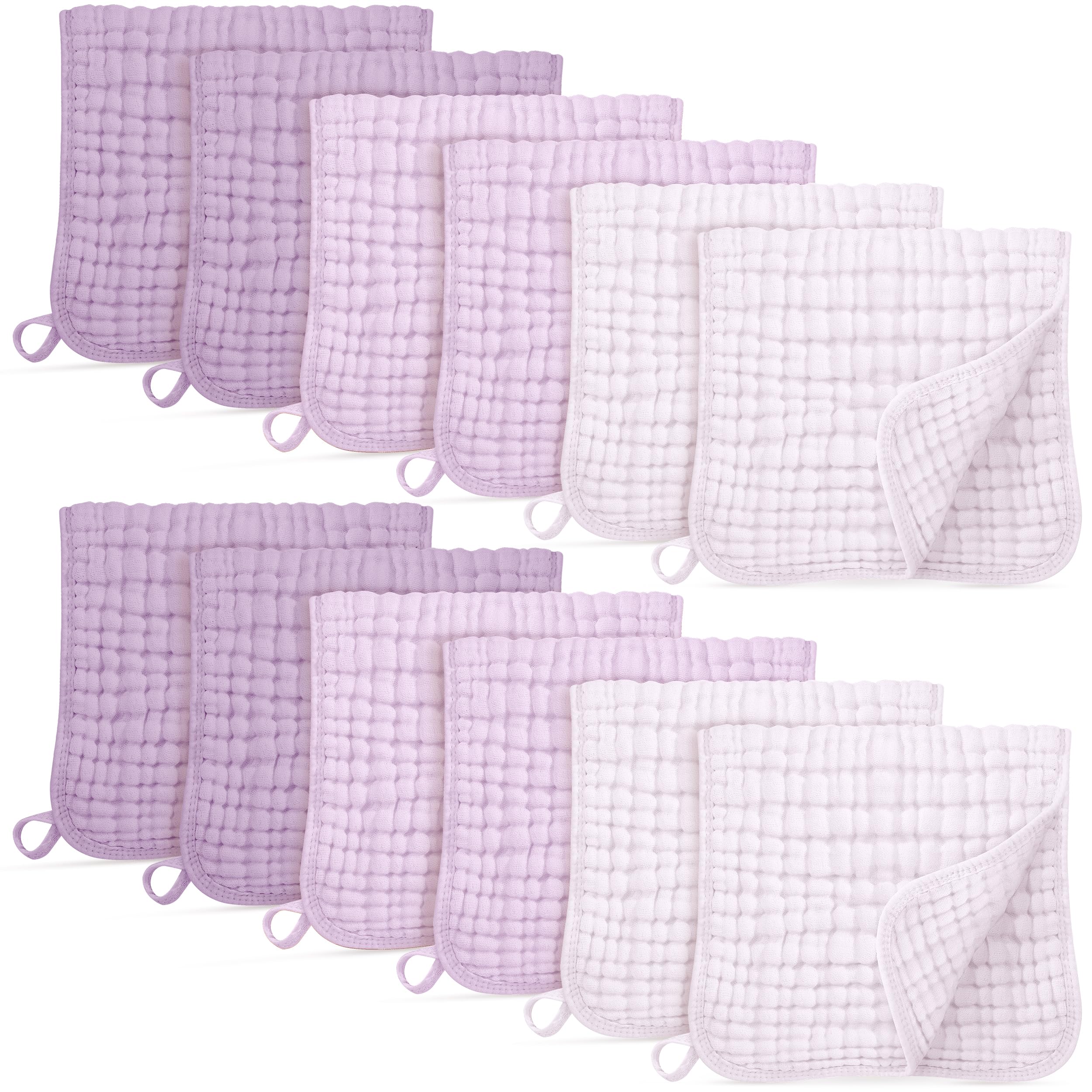 Unnivoll muslin burp cloths gradient purple pack showcases family-friendly color options for everyday messes and long-lasting softness.
