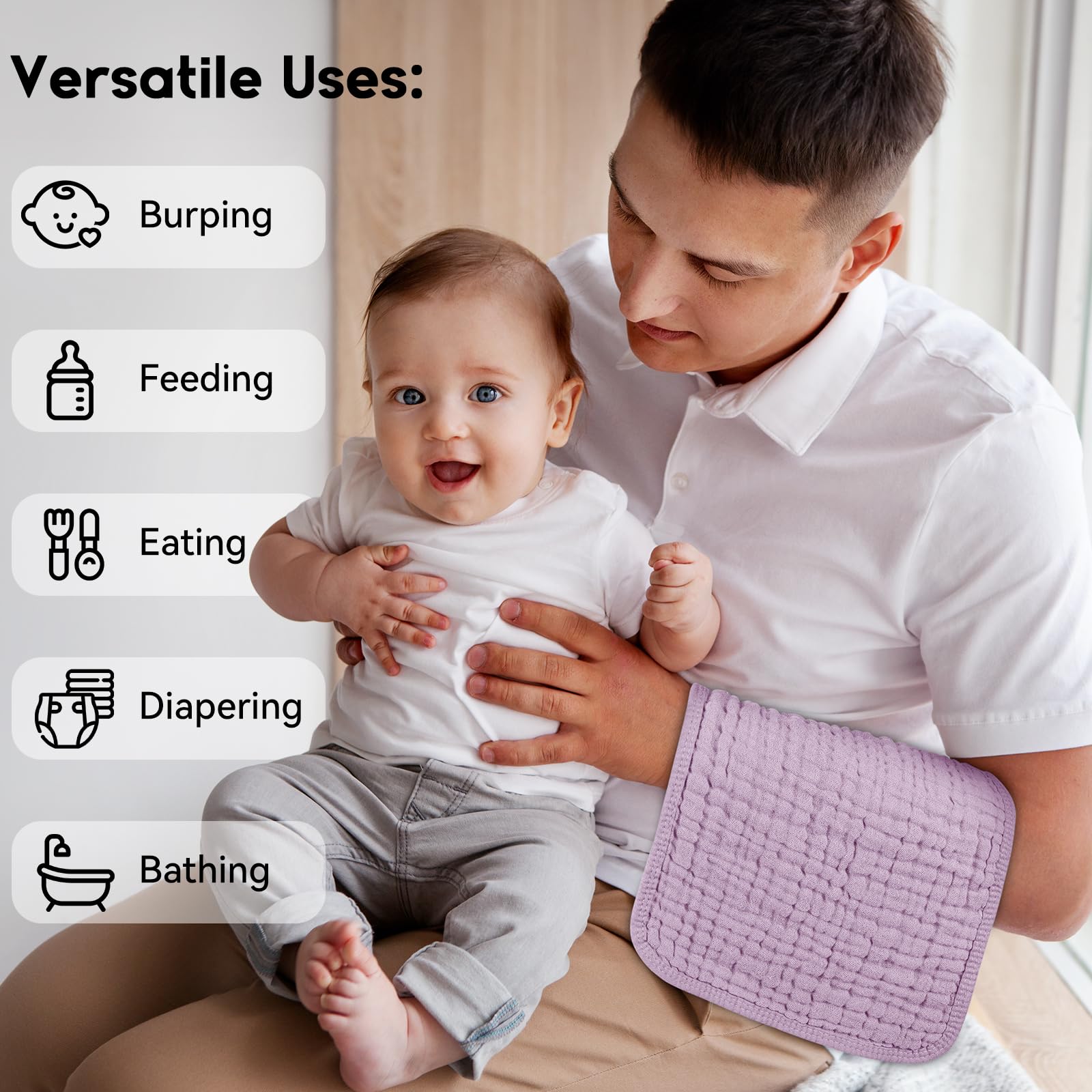 Unnivoll muslin burp cloths vibrant colors demonstrate gender-neutral styling for both boys and girls.