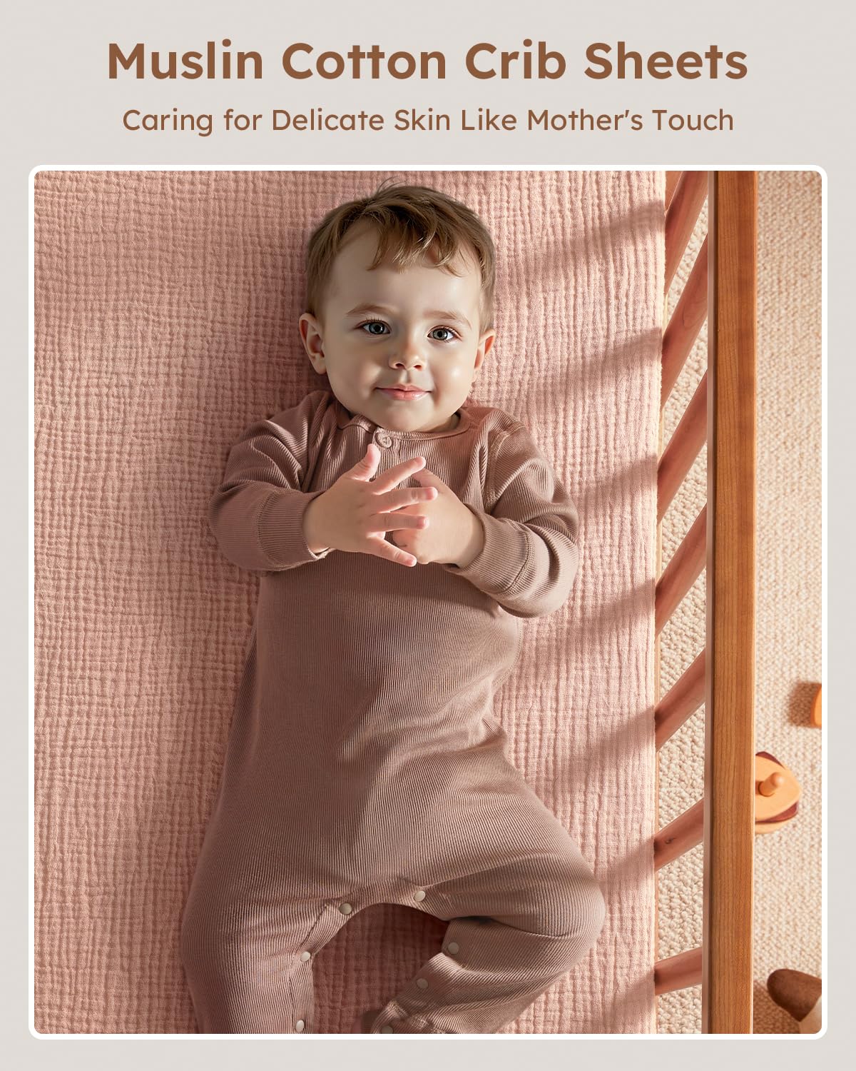 Unnivoll Muslin crib sheets 28x52 fit shows snug deep-pocket compatibility for standard cribs