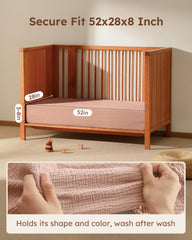 Unnivoll Muslin crib sheets with 360 elastic hem ensure a flat, secure sleeping surface