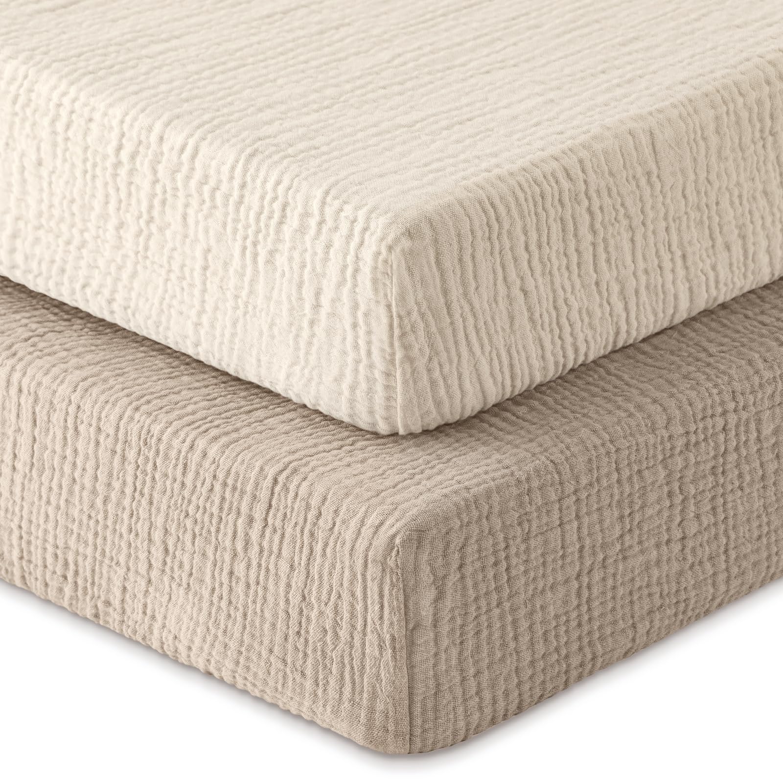 Unnivoll Muslin Crib Sheets close-up showing soft texture for gentle baby-skin comfort.